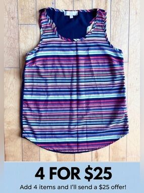 Olive & Oak Striped Multicolor Lightweight Sleeveless Tank Top Size Small